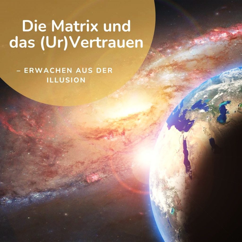 Die Erde im Kosmos schwebend, Galaxie im Hintergrund